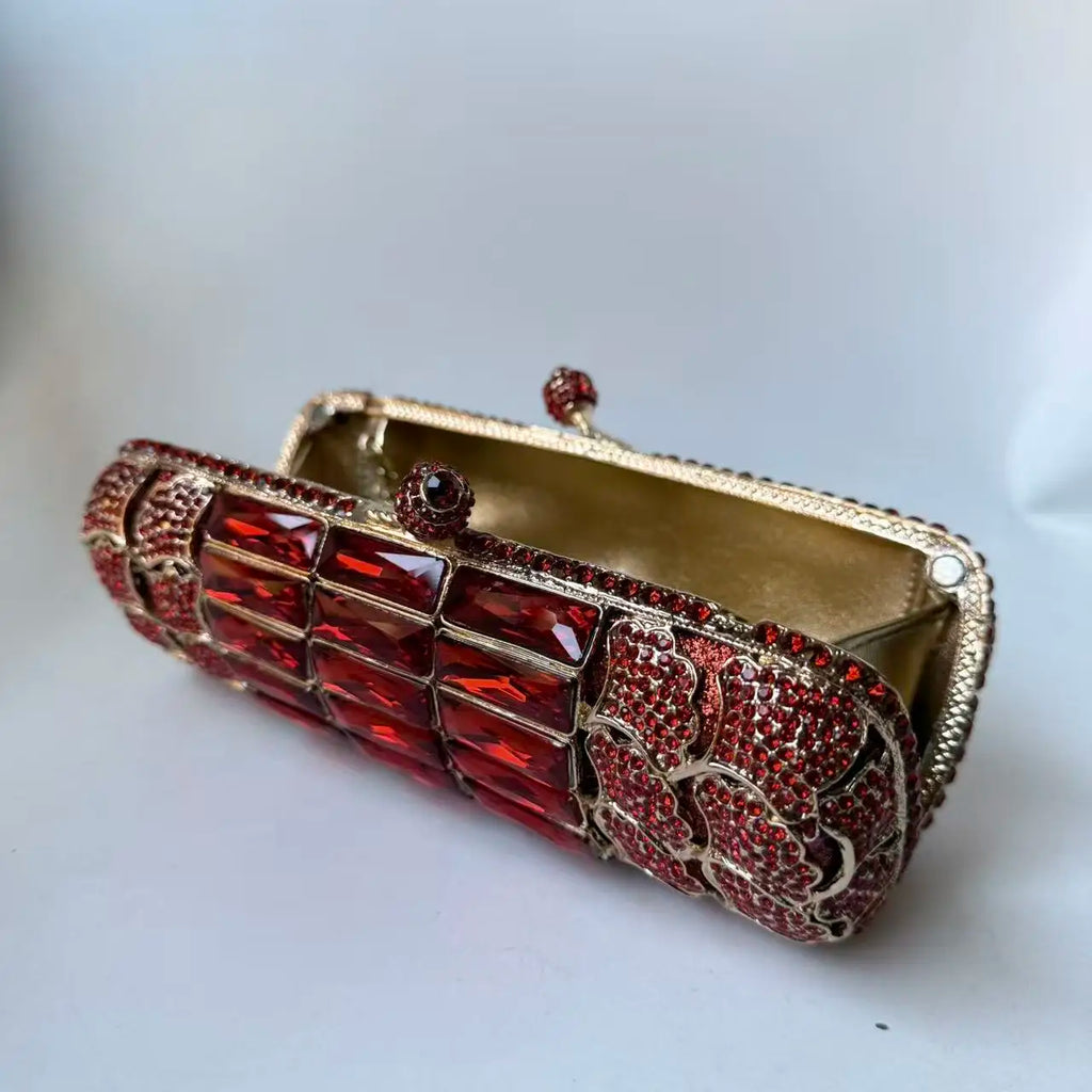 XIYUAN Women Purple Rhinestone Glass Handbag Luxury Gorgeous Crystal Evening Bags for Wedding Party Ladies Gift Clutch Purse
