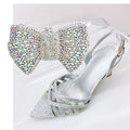 Insightlink Fashion Sandals Evening Bag Set Women Pointed Toe High Heels Shoes Rhinestone Cross Tied Design Sense Open Heel