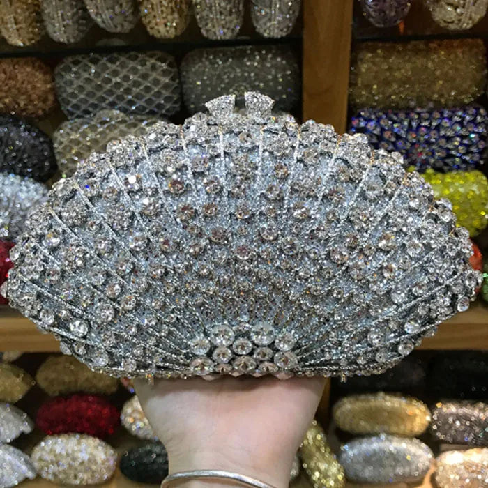 XIYUAN Pink/Gold Rhinestone Wedding Clutch Purse New Women’s Crystal Evening Clutches Bags Lady Chain Party Shoulder Bags