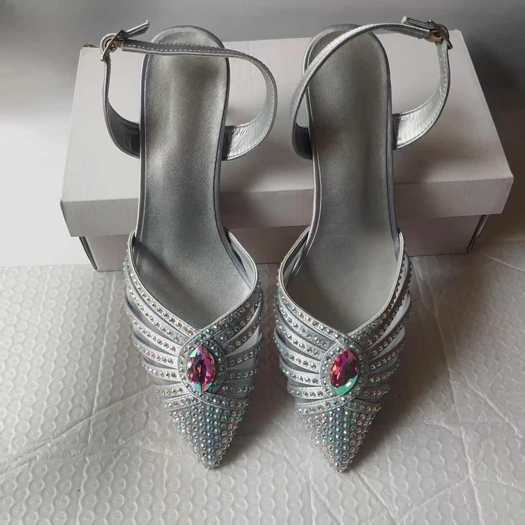 INSIGHTLINK New Rhinestones Shoes And Clutch Sets For Evening Party Gems high-heeled Stiletto sandals And Bags Crystal sandals