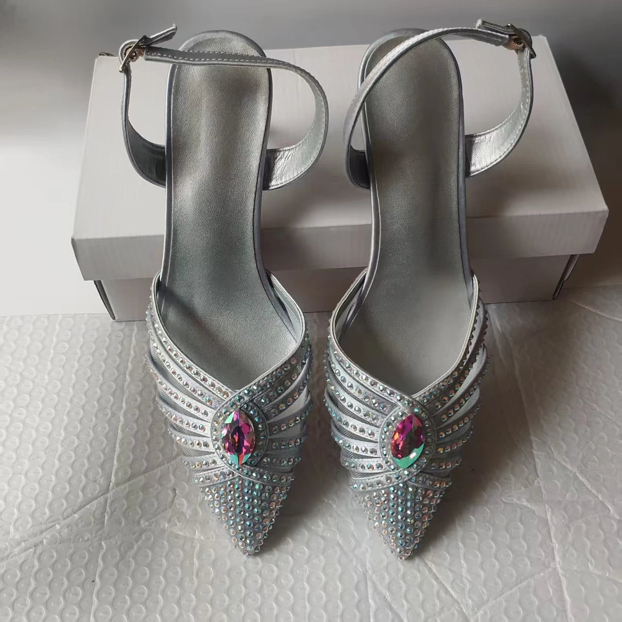 INSIGHTLINK New Rhinestones Shoes And Clutch Sets For Evening Party Gems high-heeled Stiletto sandals And Bags Crystal sandals