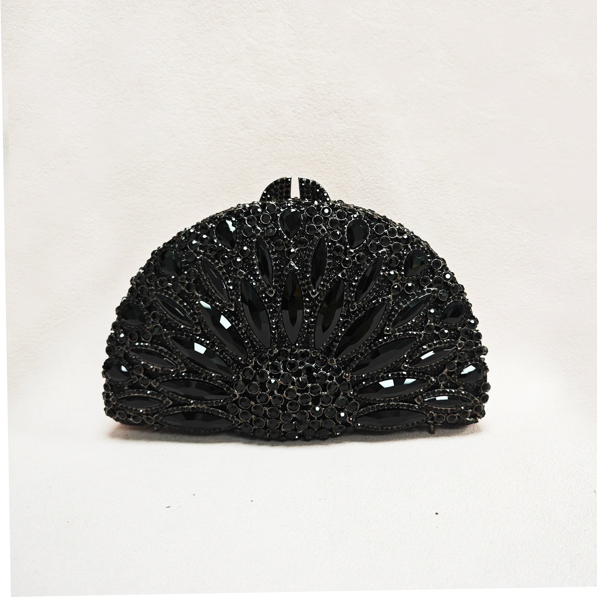 Semicircle Black Rhinestone Evening Bag Clutches Luxury Designer Crystal Wedding Bridal Clutches Lady Diamond Party Prom Handbag