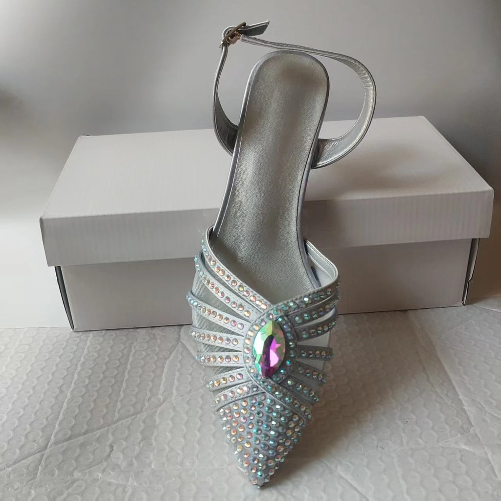 INSIGHTLINK New Rhinestones Shoes And Clutch Sets For Evening Party Gems high-heeled Stiletto sandals And Bags Crystal sandals
