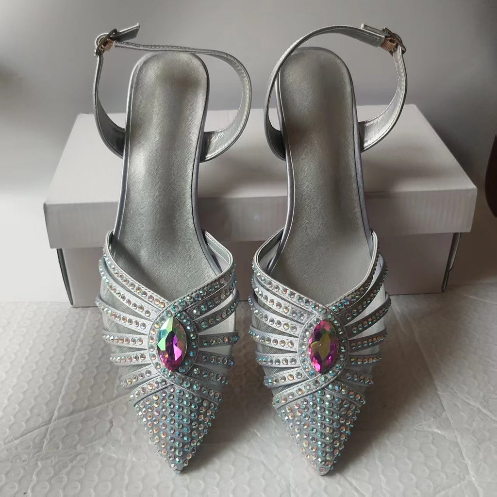 INSIGHTLINK New Rhinestones Shoes And Clutch Sets For Evening Party Gems high-heeled Stiletto sandals And Bags Crystal sandals