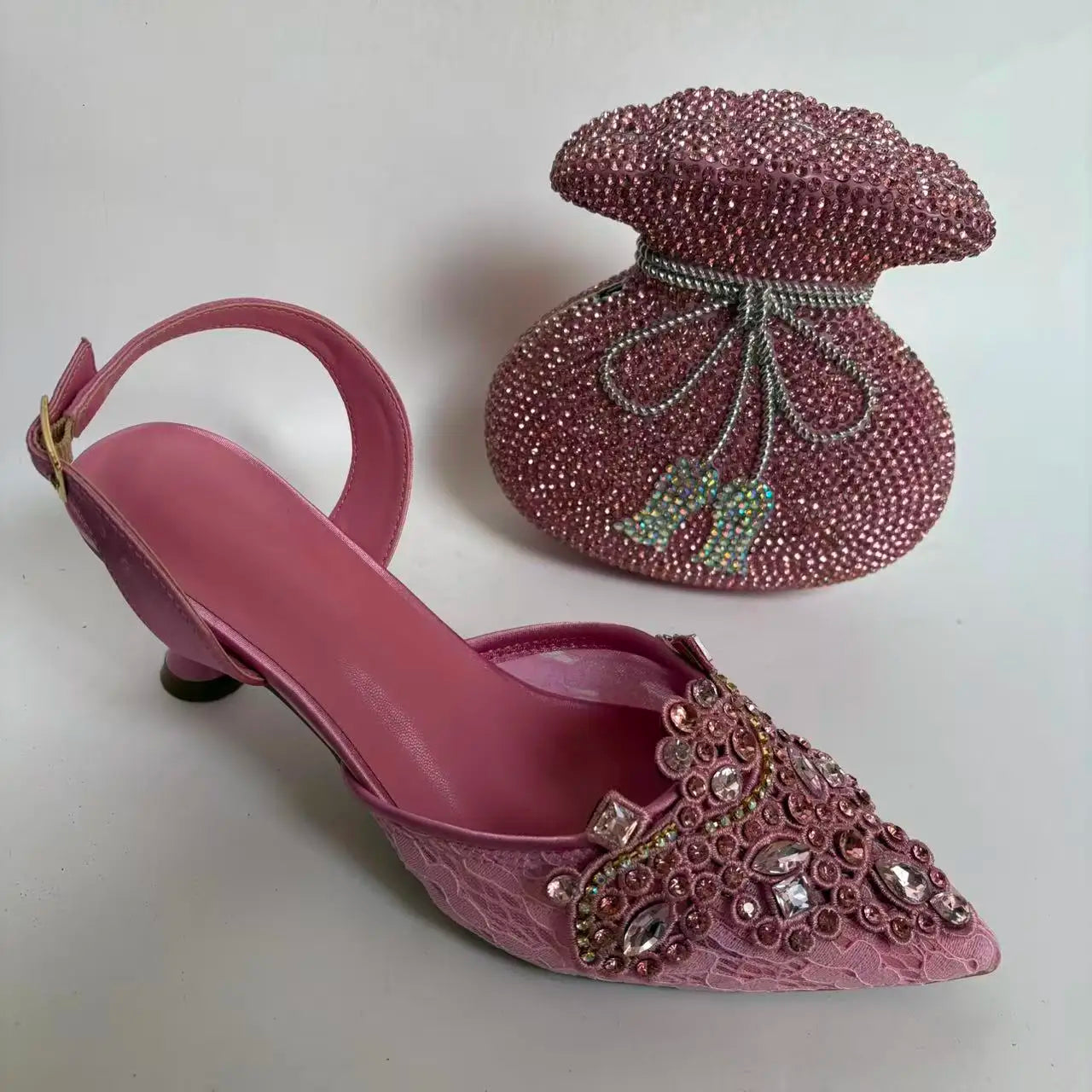 Insightlink Italian Shoes and Handbags Accessory Set with Rhinestone Metal Embellishments Wedding Shoes Bridal Shoes Designer