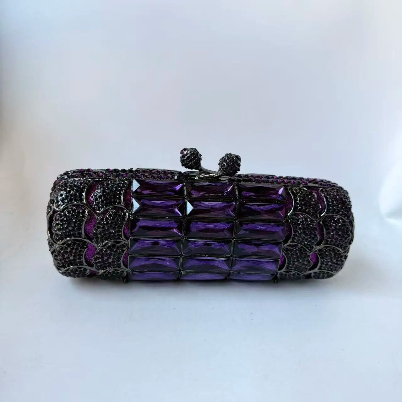 XIYUAN Women Purple Rhinestone Glass Handbag Luxury Gorgeous Crystal Evening Bags for Wedding Party Ladies Gift Clutch Purse