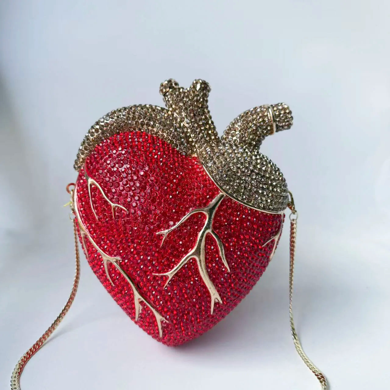 XIYUAN Heart Shaped Diamond Evening Bags Women Luxury Gorgeous Metallic Rhinestone Purses Ladies Unique Handbags Wedding Party