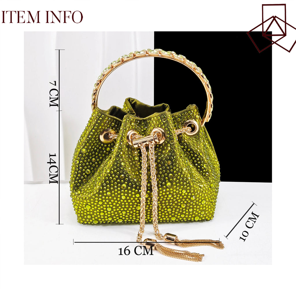 QueenaYan New African Popular Pointed Toe Shoes Anklet Design and Metal Handle Soft Small Bag High Heels Party Shoes for Women