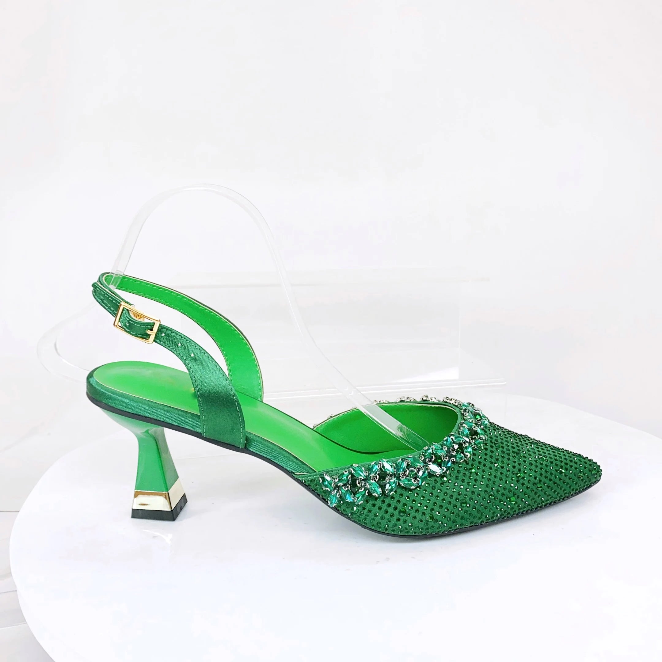 Insightlink Lady High Heels Crystals Shoes and Bag Set Rhinestone Handbag with Sandals for Wedding Gems Clutch Purse with Shoes