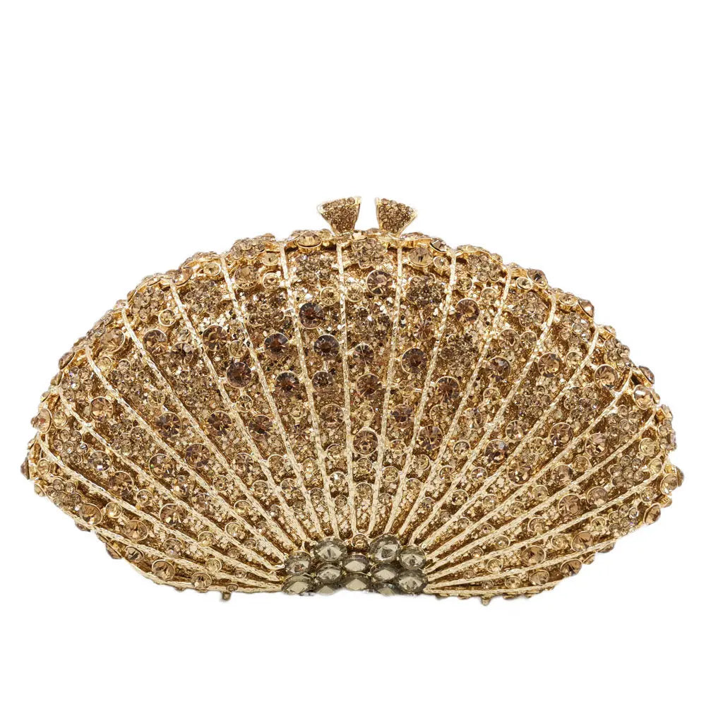 XIYUAN Pink/Gold Rhinestone Wedding Clutch Purse New Women’s Crystal Evening Clutches Bags Lady Chain Party Shoulder Bags