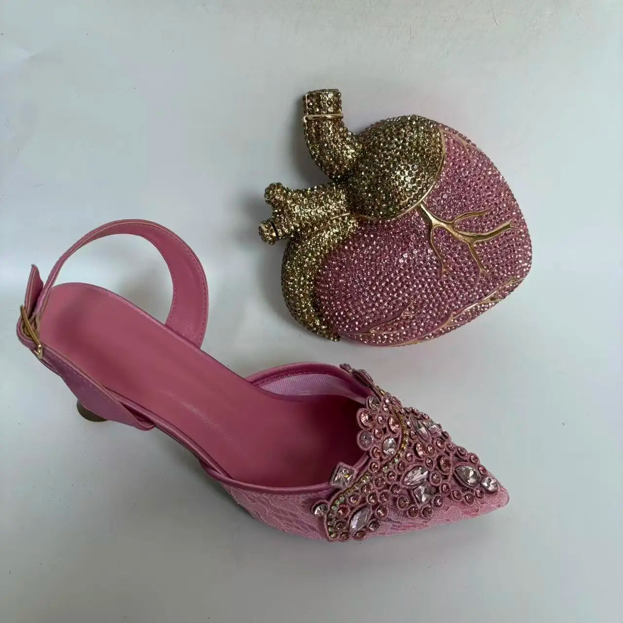 Insightlink Italian Shoes and Handbags Accessory Set with Rhinestone Metal Embellishments Wedding Shoes Bridal Shoes Designer