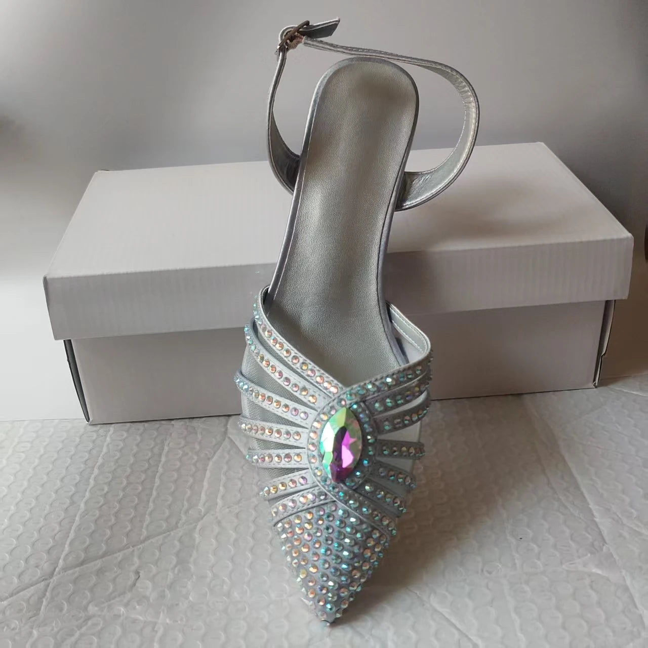 INSIGHTLINK New Rhinestones Shoes And Clutch Sets For Evening Party Gems high-heeled Stiletto sandals And Bags Crystal sandals