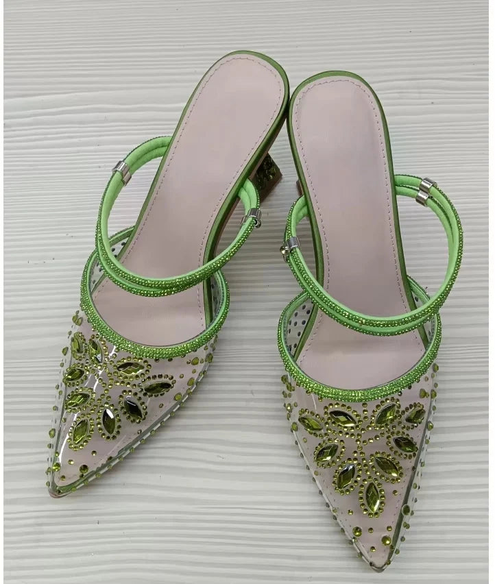 INSIGHTLINK High-Heeled Crystals Shoes Big Rhinestones Sexy  sandal With clutch Bag Beautiful Girly Style gems Shoes And Bag