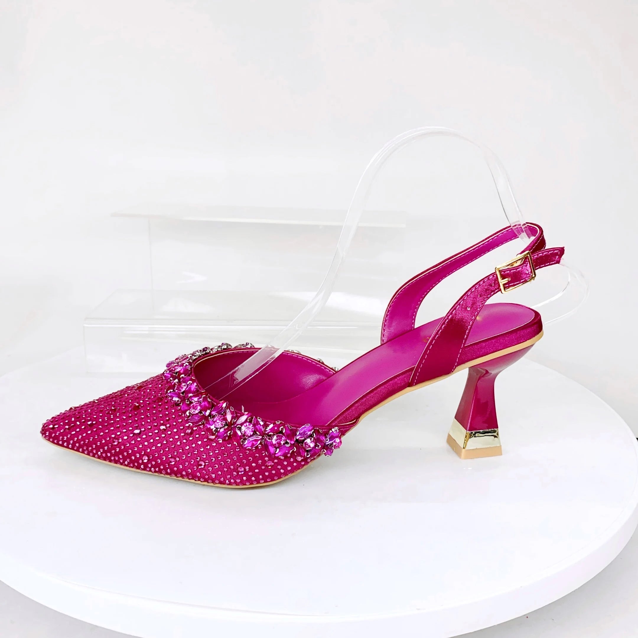 Insightlink Lady High Heels Crystals Shoes and Bag Set Rhinestone Handbag with Sandals for Wedding Gems Clutch Purse with Shoes