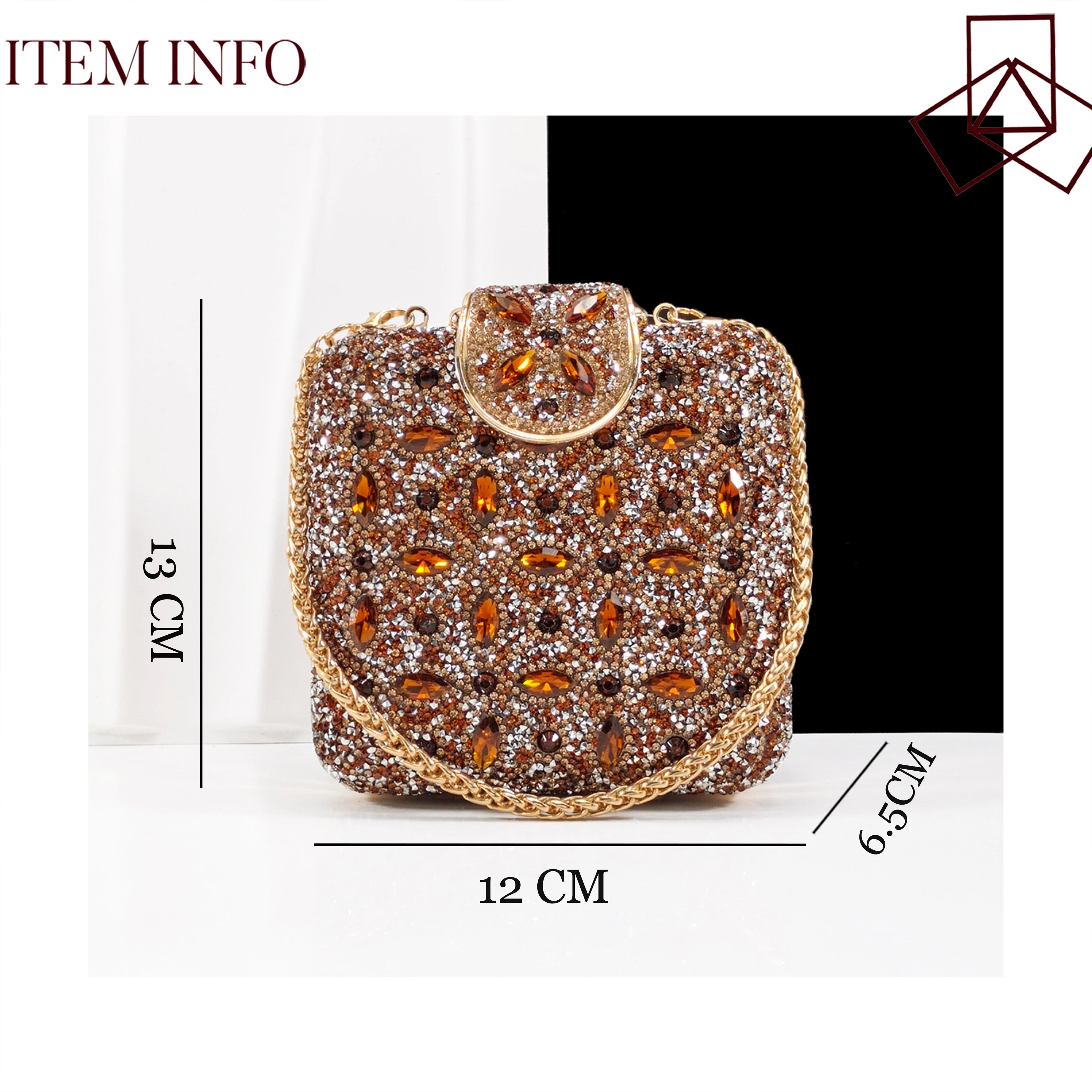 Queena Yan New Arrival Lovely Style Coffee Color Rhinestone Decoration Design Pointed Toe Lady Shoes and Bag for Party Wedding