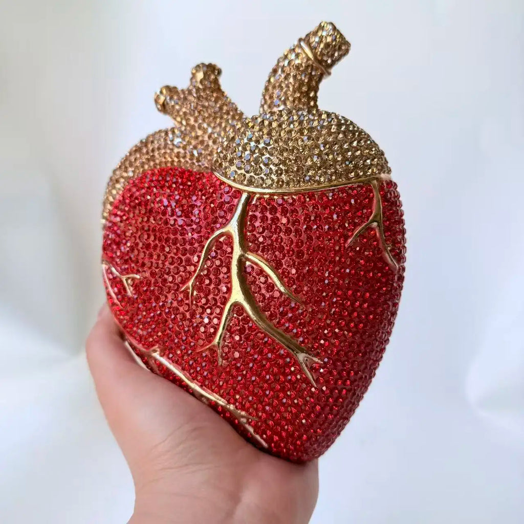 XIYUAN Heart Shaped Diamond Evening Bags Women Luxury Gorgeous Metallic Rhinestone Purses Ladies Unique Handbags Wedding Party