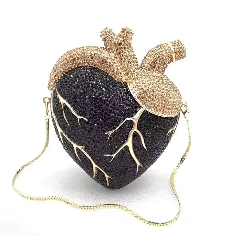 XIYUAN Heart Shaped Diamond Evening Bags Women Luxury Gorgeous Metallic Rhinestone Purses Ladies Unique Handbags Wedding Party