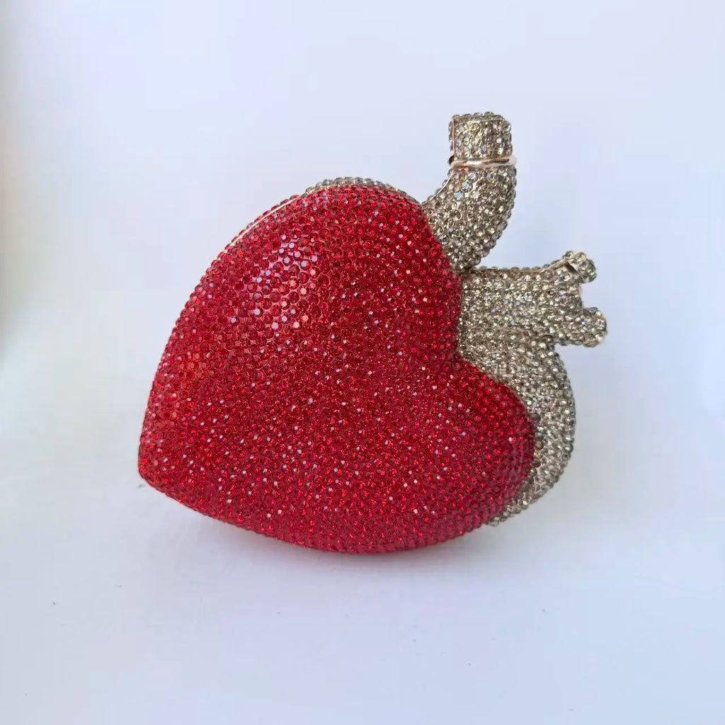 XIYUAN Heart Shaped Diamond Evening Bags Women Luxury Gorgeous Metallic Rhinestone Purses Ladies Unique Handbags Wedding Party