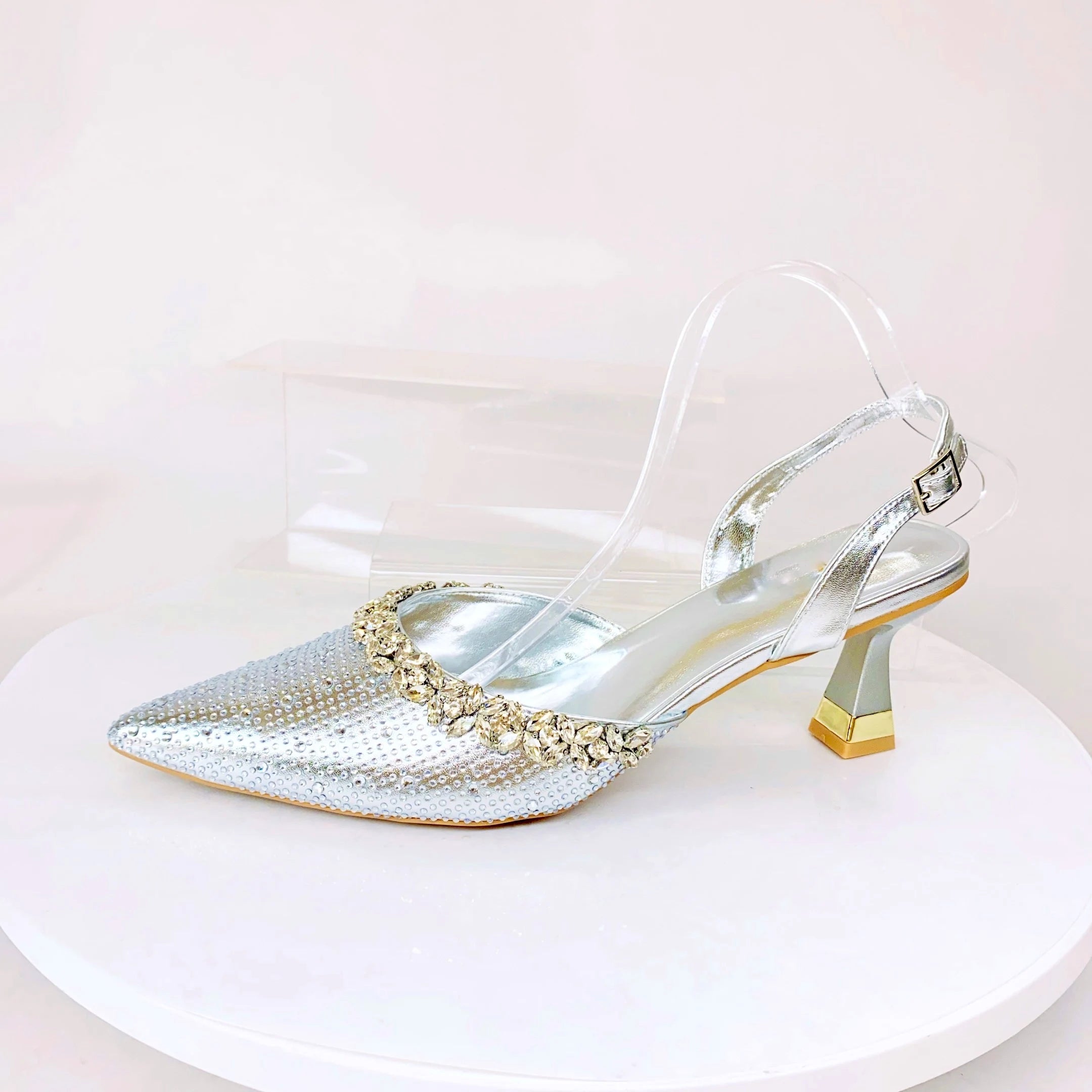 Insightlink Lady High Heels Crystals Shoes and Bag Set Rhinestone Handbag with Sandals for Wedding Gems Clutch Purse with Shoes