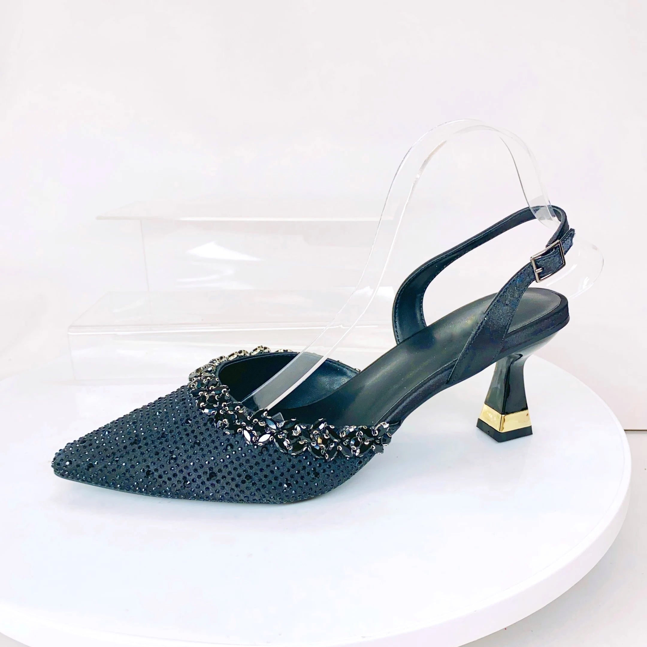 Insightlink Lady High Heels Crystals Shoes and Bag Set Rhinestone Handbag with Sandals for Wedding Gems Clutch Purse with Shoes