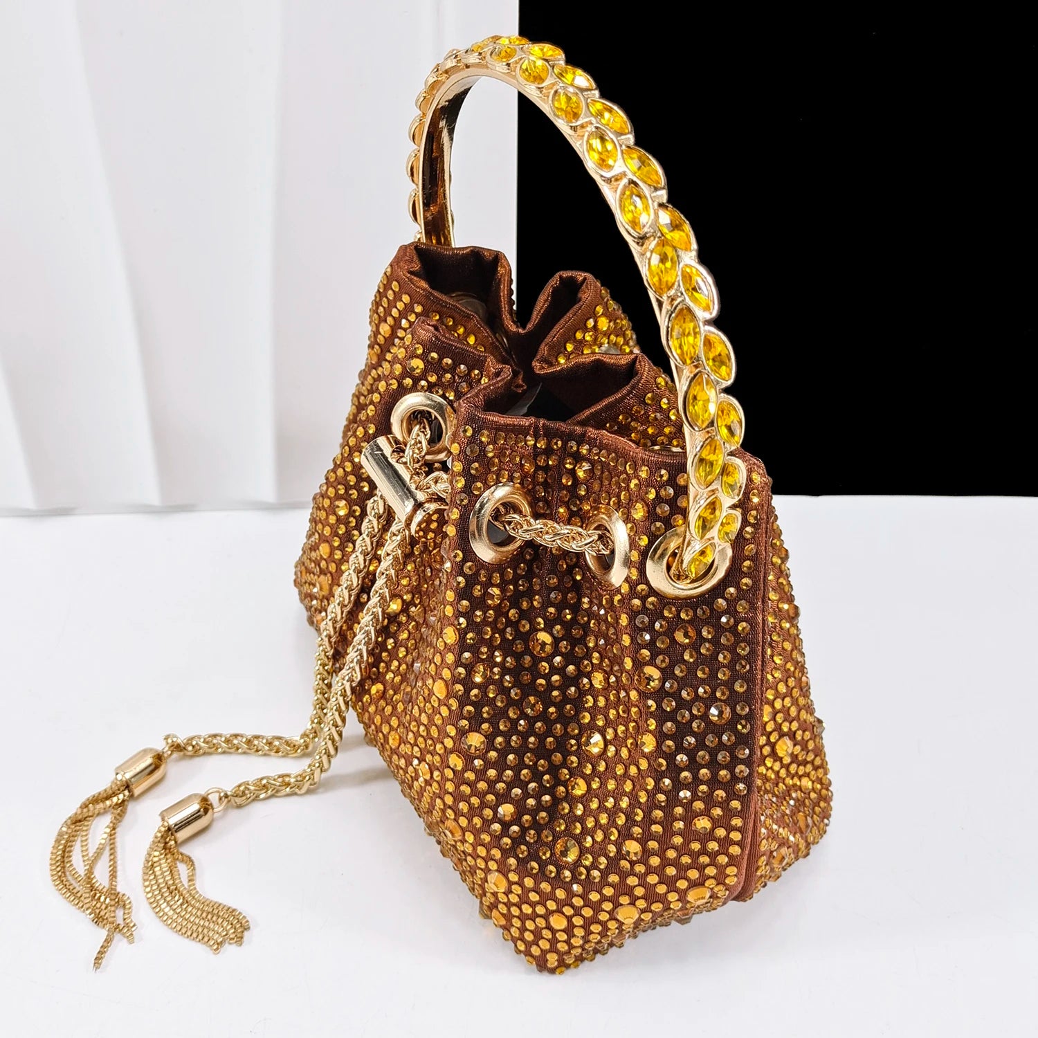 QueenaYan New African Popular Pointed Toe Shoes Anklet Design and Metal Handle Soft Small Bag High Heels Party Shoes for Women