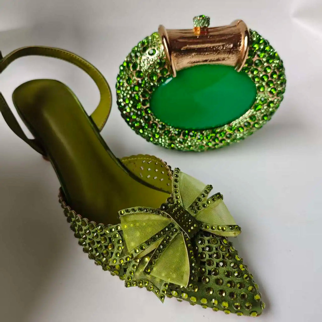 Insightlink Silver Ab Handmade Shoes and Bag Set Diamond Sandals for Wedding Fashion Stiletto Women Wedding Pumps