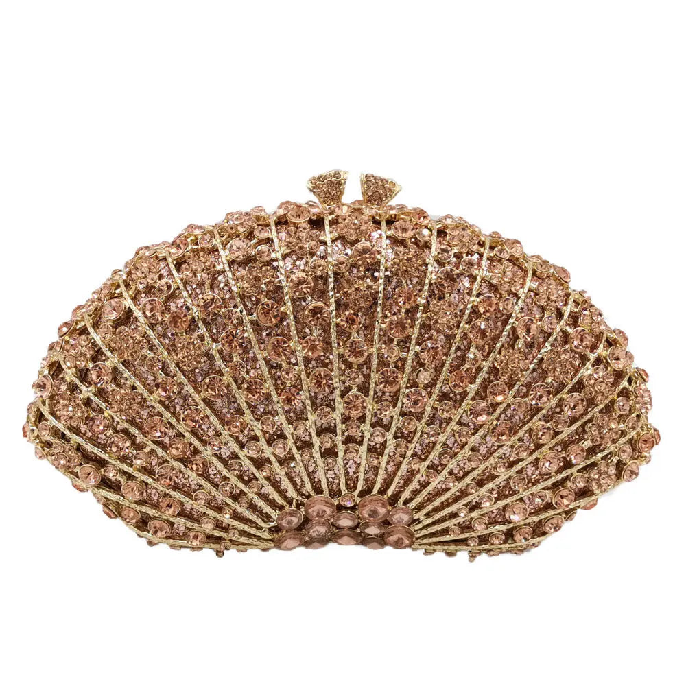 XIYUAN Pink/Gold Rhinestone Wedding Clutch Purse New Women’s Crystal Evening Clutches Bags Lady Chain Party Shoulder Bags