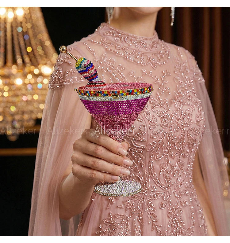 Alizekerr Goblet Diamond Evening Bags Women Boutique Unique Bling Rhinestone Metallic Clutch Purses And Handbags Wedding Party