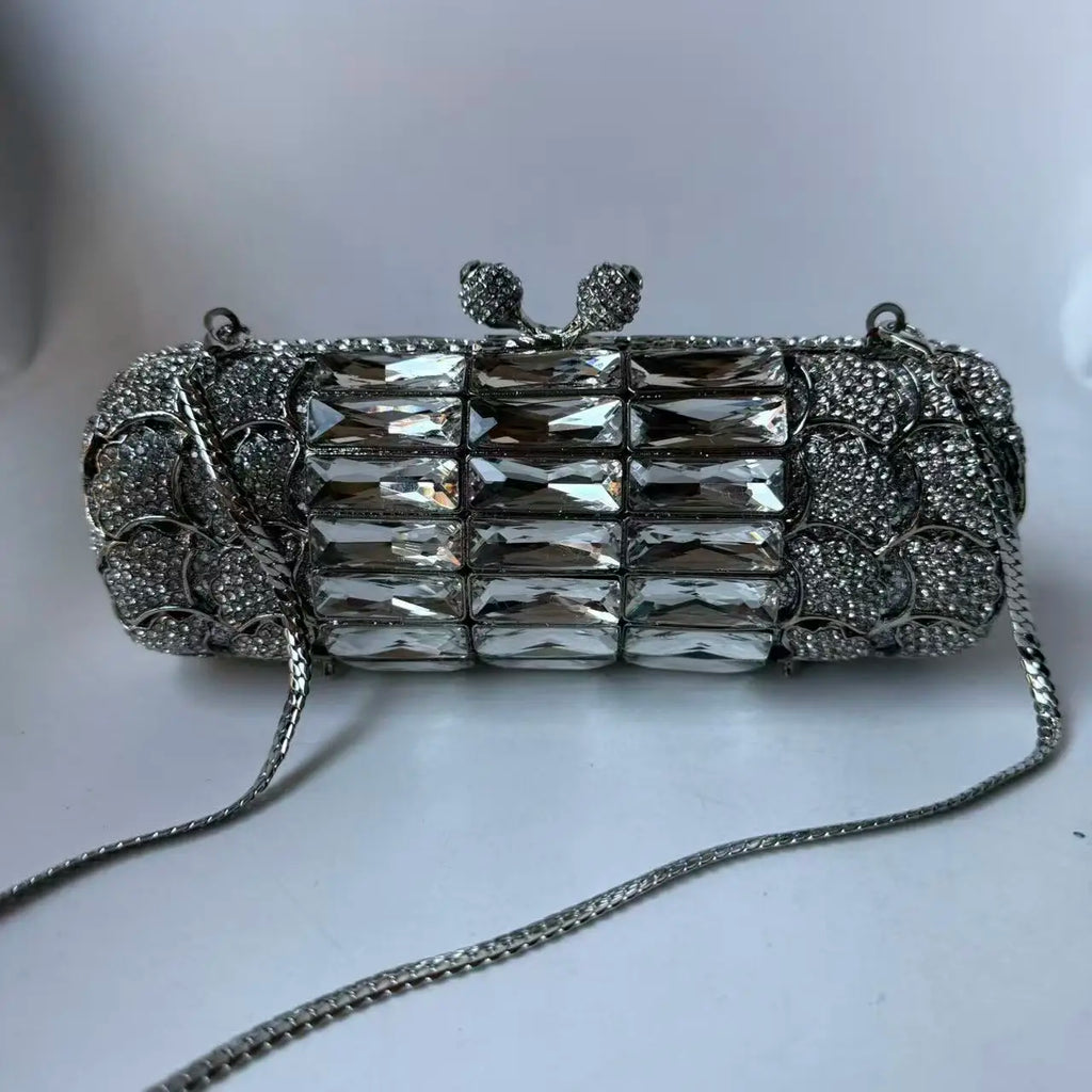 XIYUAN Women Purple Rhinestone Glass Handbag Luxury Gorgeous Crystal Evening Bags for Wedding Party Ladies Gift Clutch Purse