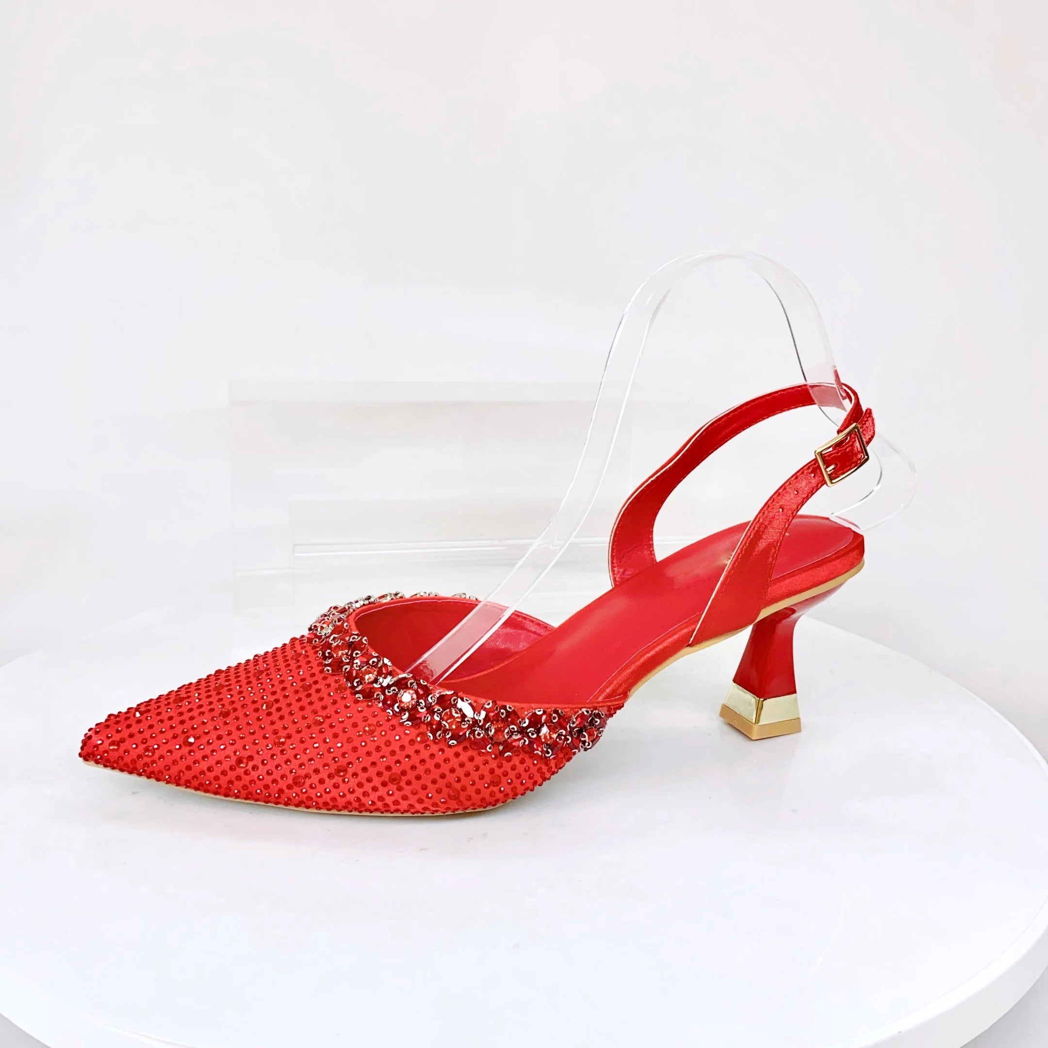 Insightlink Lady High Heels Crystals Shoes and Bag Set Rhinestone Handbag with Sandals for Wedding Gems Clutch Purse with Shoes