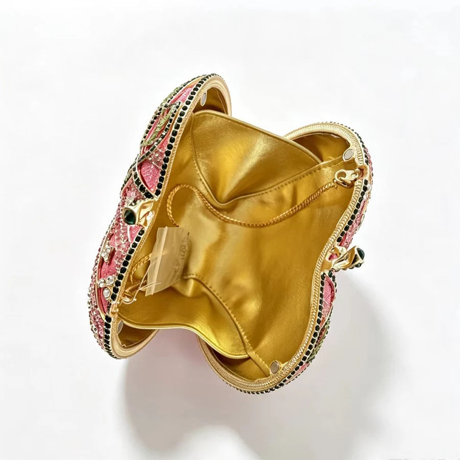 Multicolored Women Apple-Shaped Crystal Evening Bags Lady Rhinestones Handbags Ladies Gala Dinner Handbags Wedding Clutch Purse
