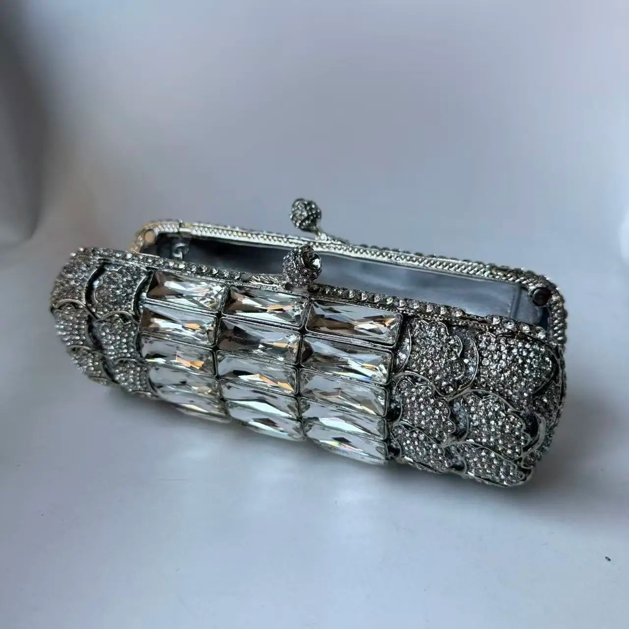 XIYUAN Women Purple Rhinestone Glass Handbag Luxury Gorgeous Crystal Evening Bags for Wedding Party Ladies Gift Clutch Purse