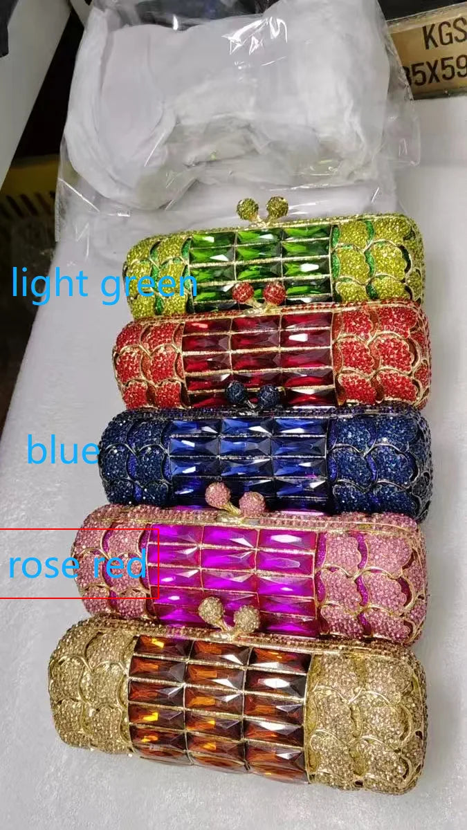 XIYUAN Women Purple Rhinestone Glass Handbag Luxury Gorgeous Crystal Evening Bags for Wedding Party Ladies Gift Clutch Purse