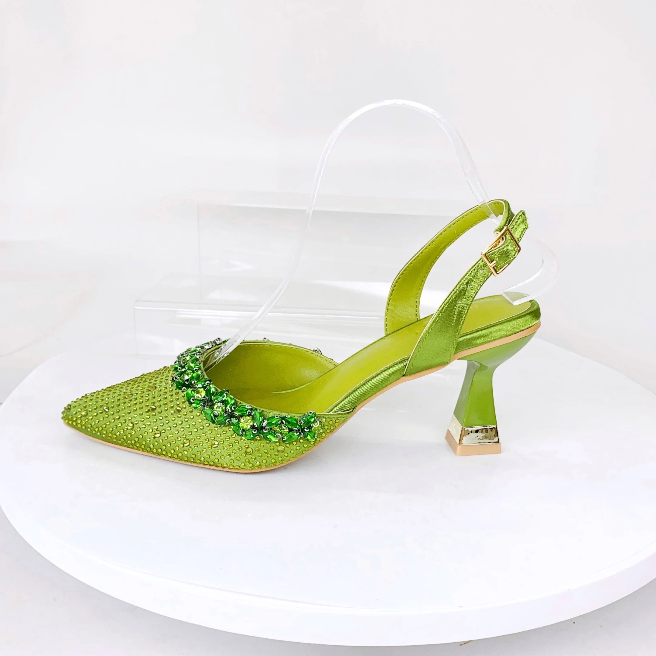 Insightlink Lady High Heels Crystals Shoes and Bag Set Rhinestone Handbag with Sandals for Wedding Gems Clutch Purse with Shoes