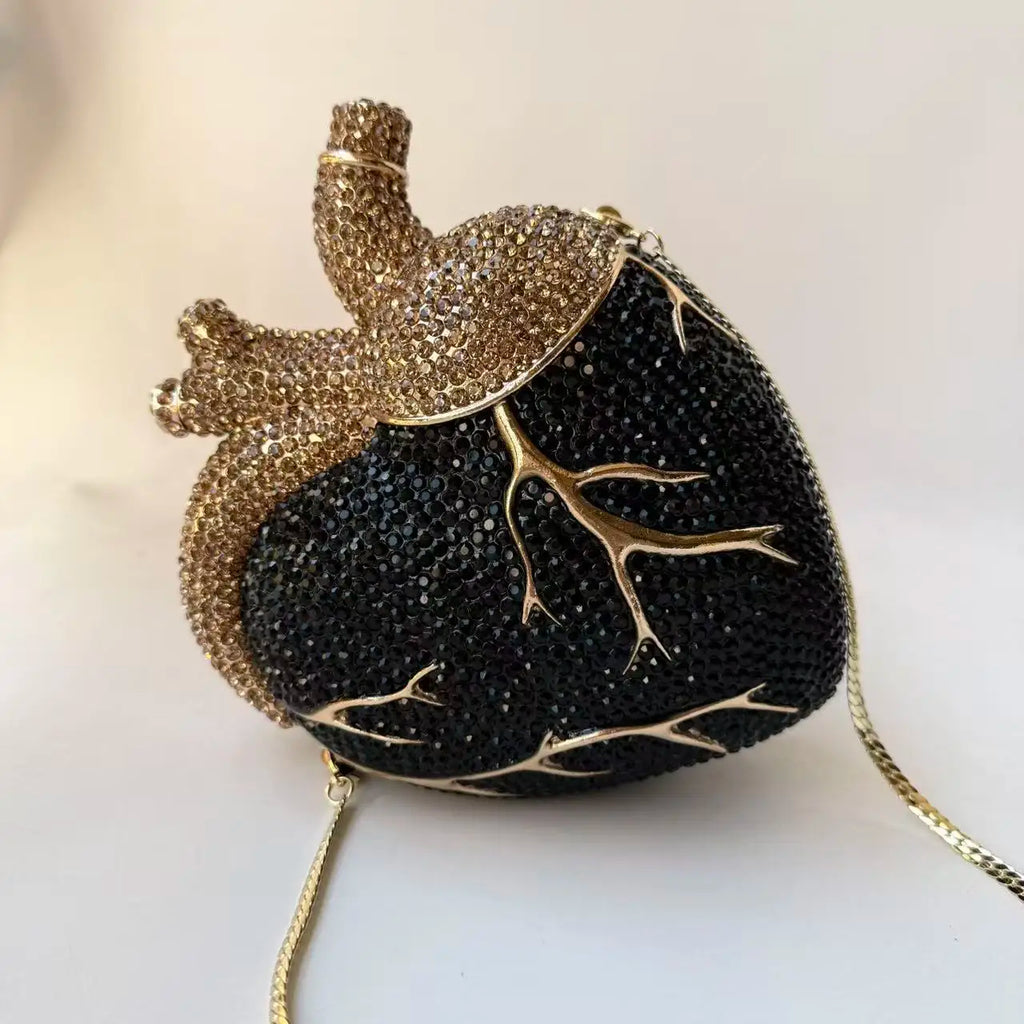 XIYUAN Heart Shaped Diamond Evening Bags Women Luxury Gorgeous Metallic Rhinestone Purses Ladies Unique Handbags Wedding Party