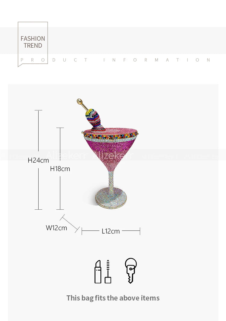 Alizekerr Goblet Diamond Evening Bags Women Boutique Unique Bling Rhinestone Metallic Clutch Purses And Handbags Wedding Party