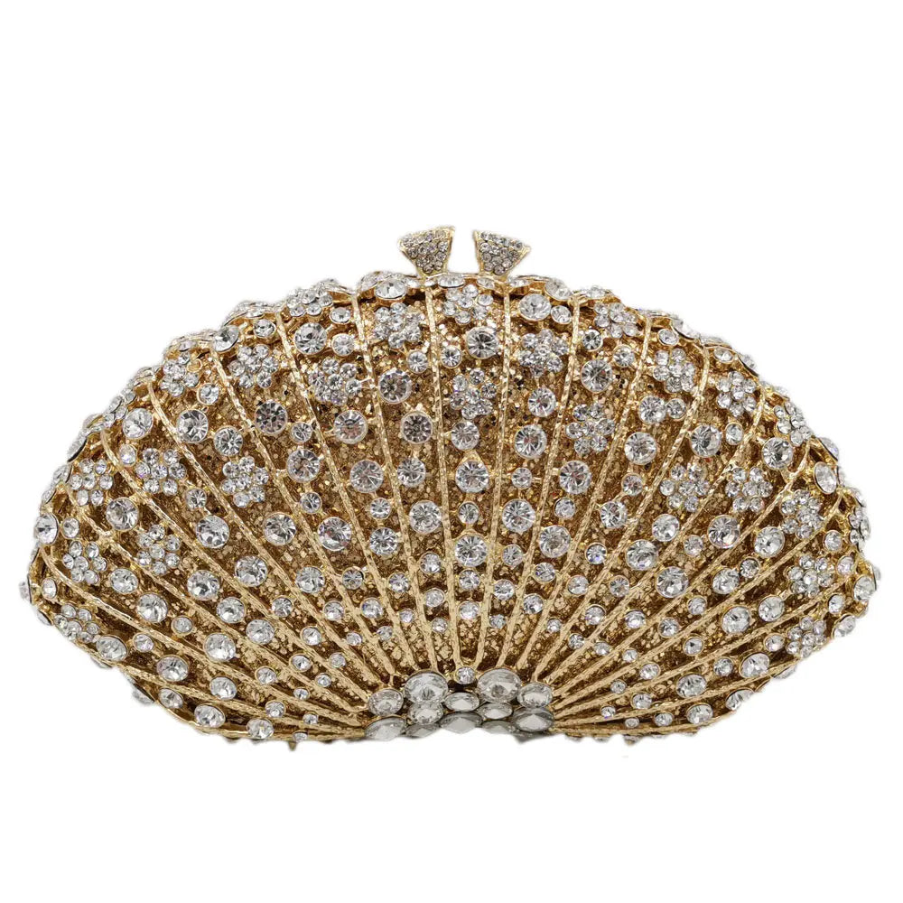 XIYUAN Pink/Gold Rhinestone Wedding Clutch Purse New Women’s Crystal Evening Clutches Bags Lady Chain Party Shoulder Bags