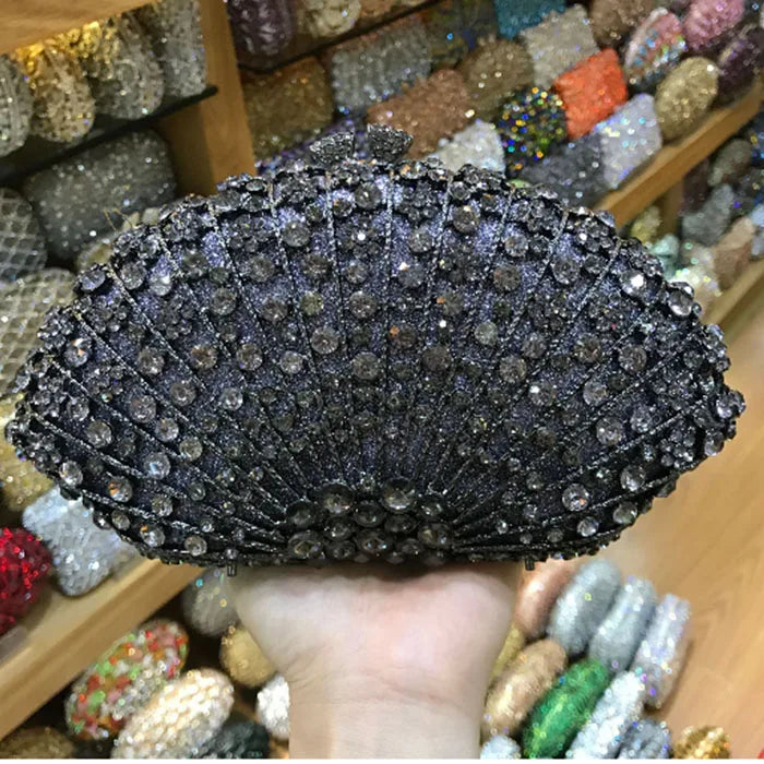 XIYUAN Pink/Gold Rhinestone Wedding Clutch Purse New Women’s Crystal Evening Clutches Bags Lady Chain Party Shoulder Bags