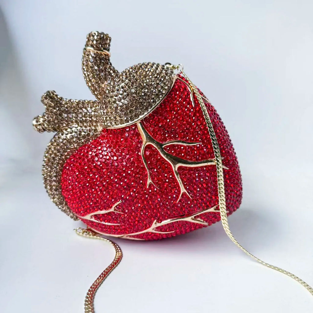 XIYUAN Heart Shaped Diamond Evening Bags Women Luxury Gorgeous Metallic Rhinestone Purses Ladies Unique Handbags Wedding Party